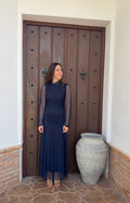 Vestido e Mar liso azul marino