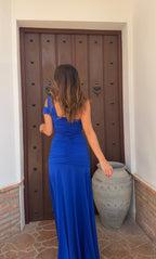 Vestido Drapeado azul electrico