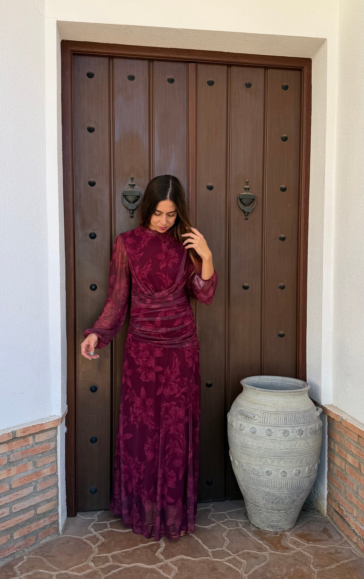 Vestido e Mar Burdeos