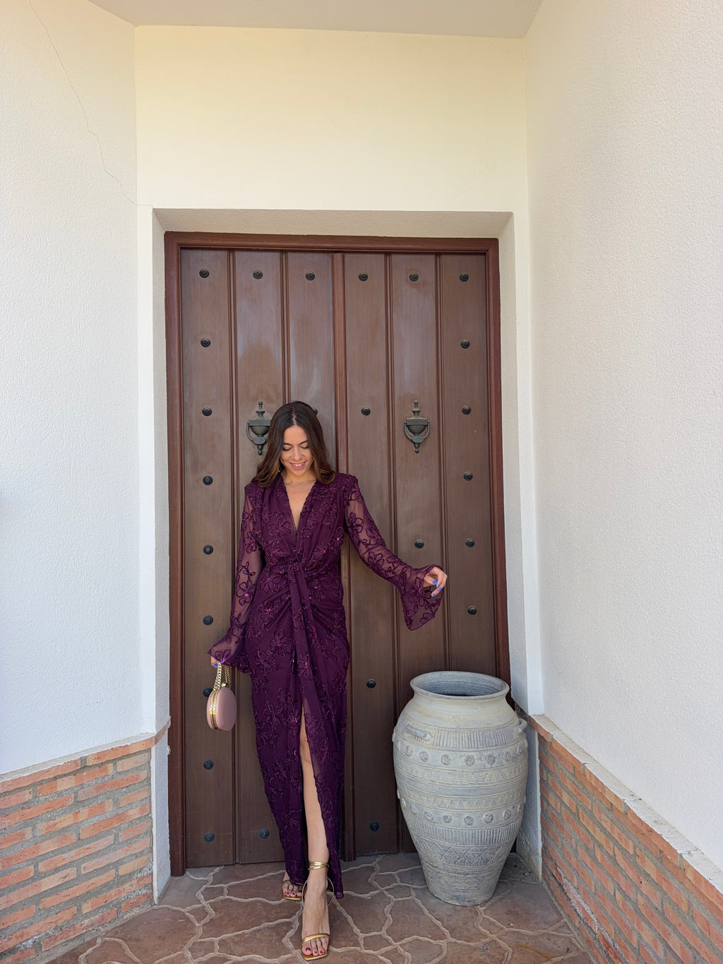 Vestido e Rocio berengena