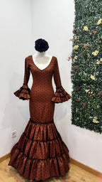 Vestido f carmela marron con lunares negro