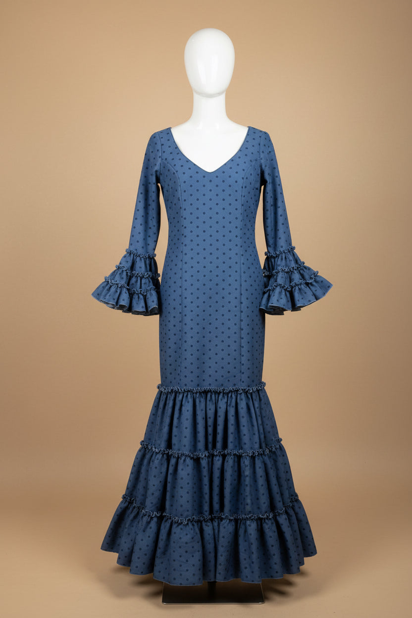Vestido carmela azul con azul petroleo