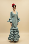 Vestido f Lolita verde jabonoso con blanco