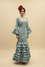Vestido f Lolita verde jabonoso con blanco