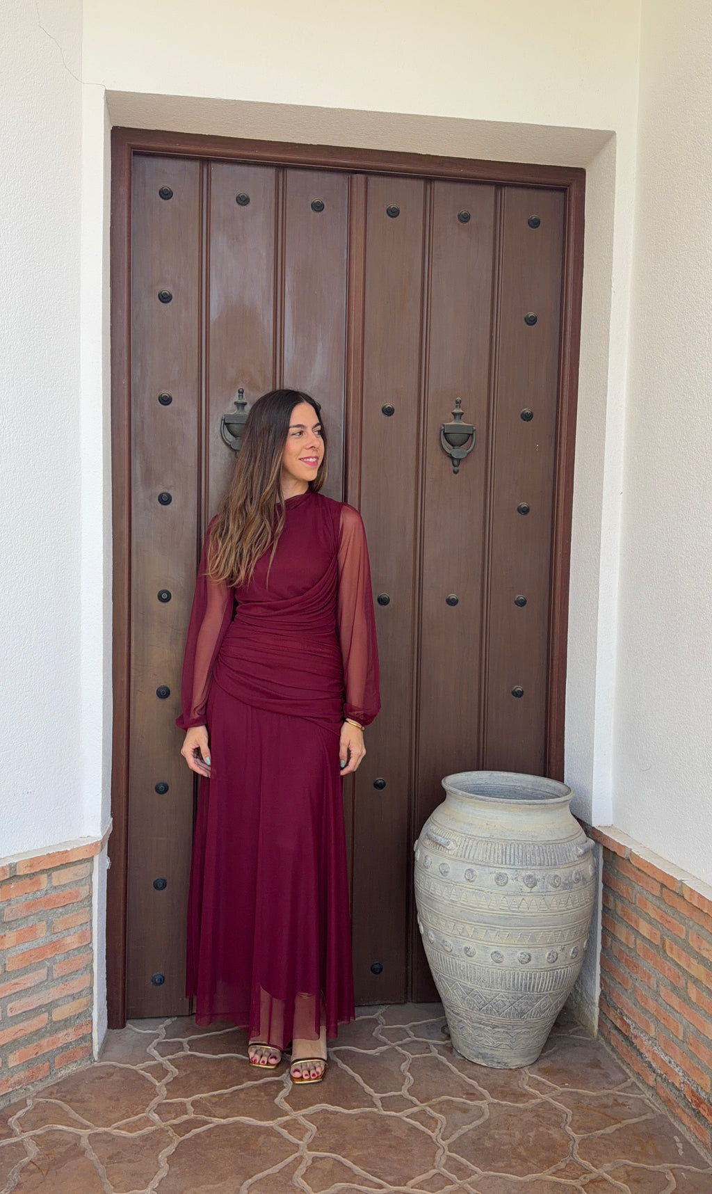 Vestido e Mar burdeos