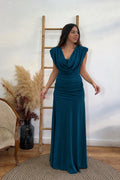 Vestido e lucia azul petróleo
