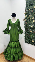 Vestido f carmela verde con lunares