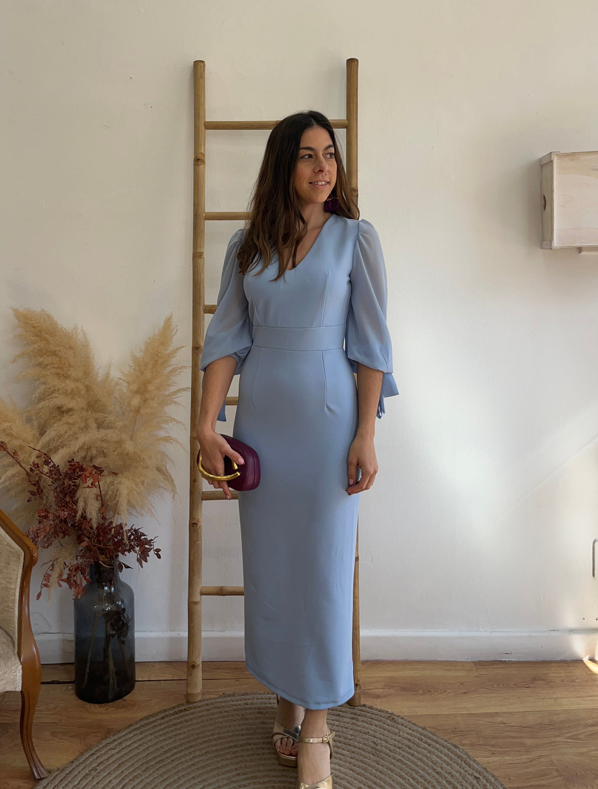 Vestido corto manga gasa