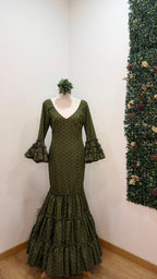 Vestido f carmela verde con lunares