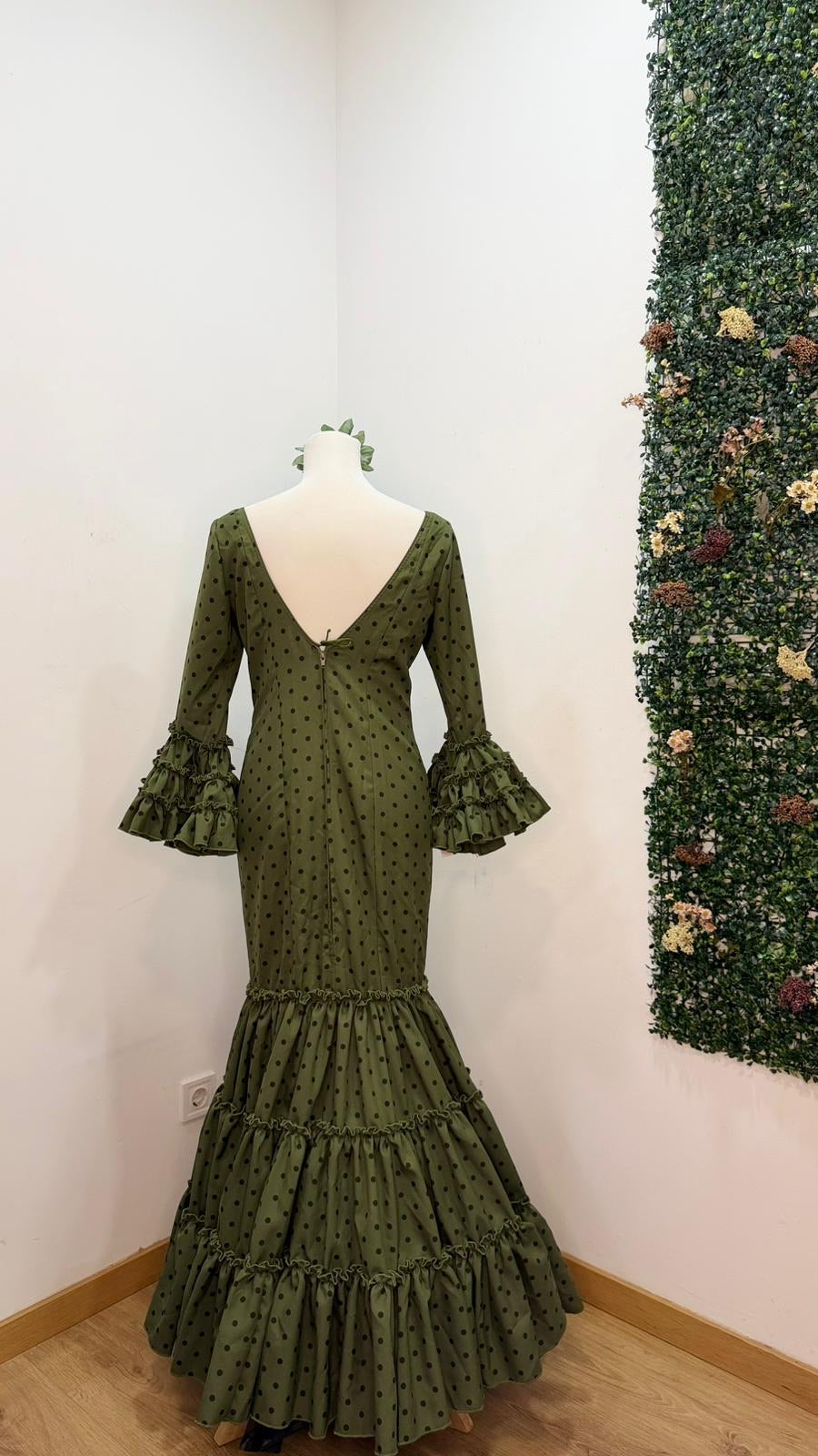 Vestido f carmela verde con lunares