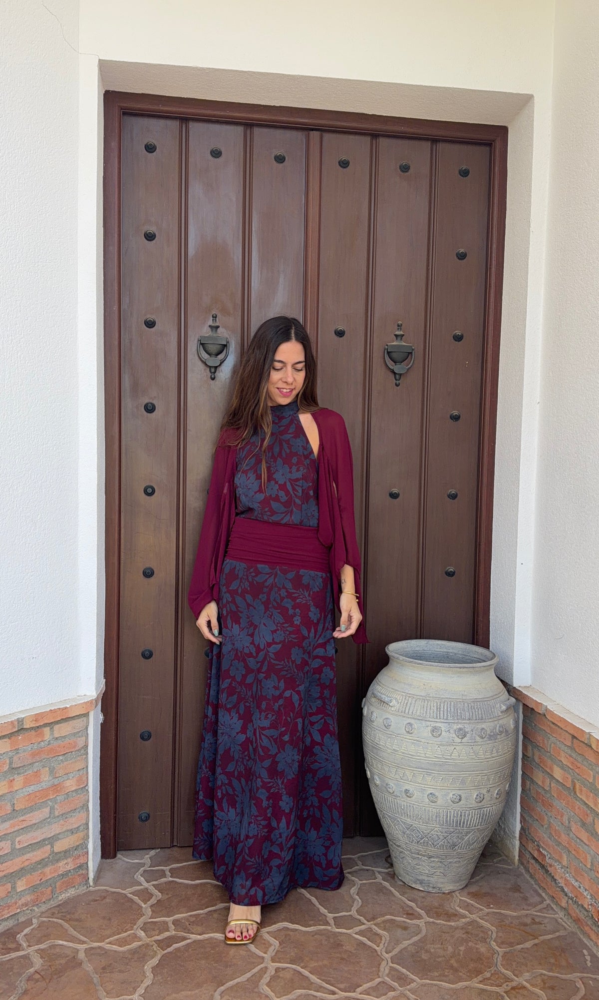 Vestido sirena burdeos