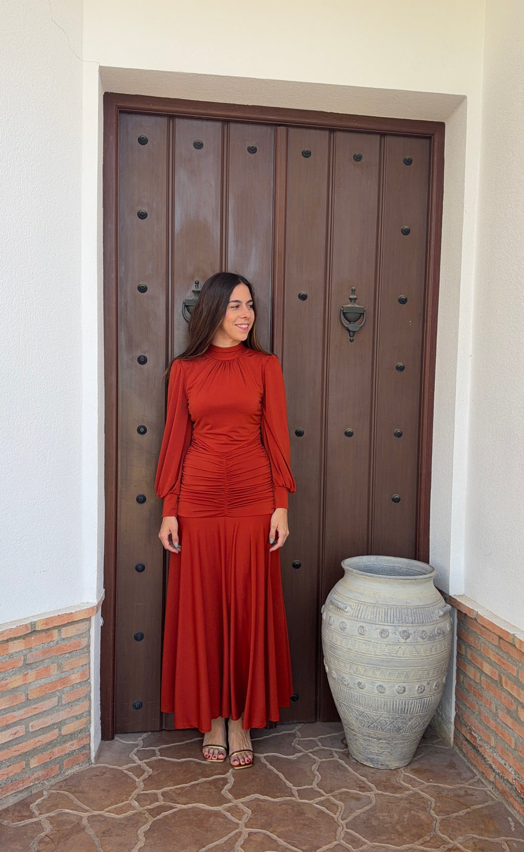 Vestido drapeado caldera