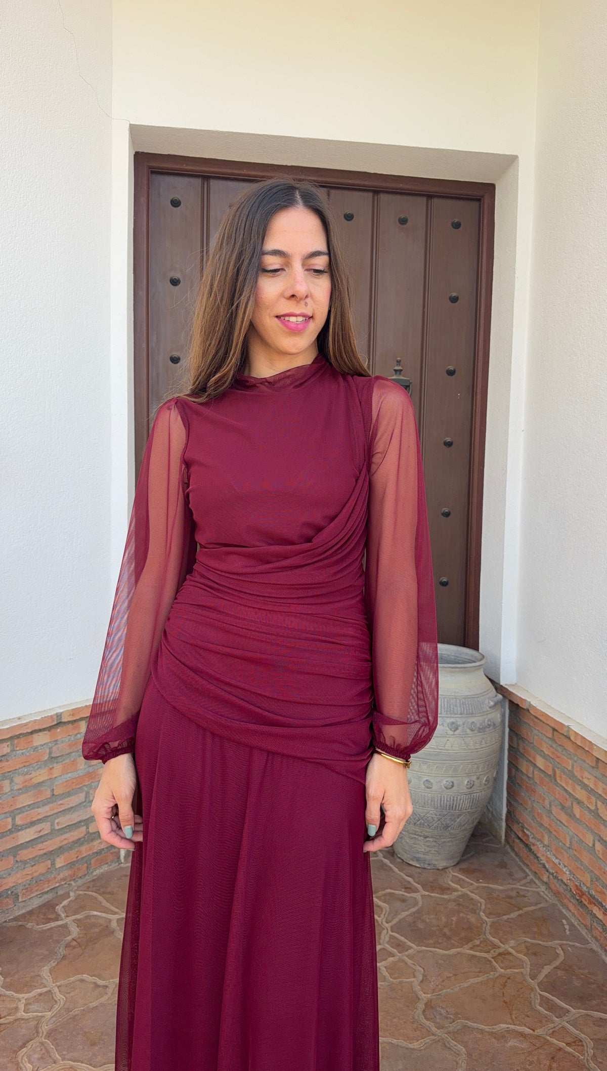 Vestido e Mar burdeos