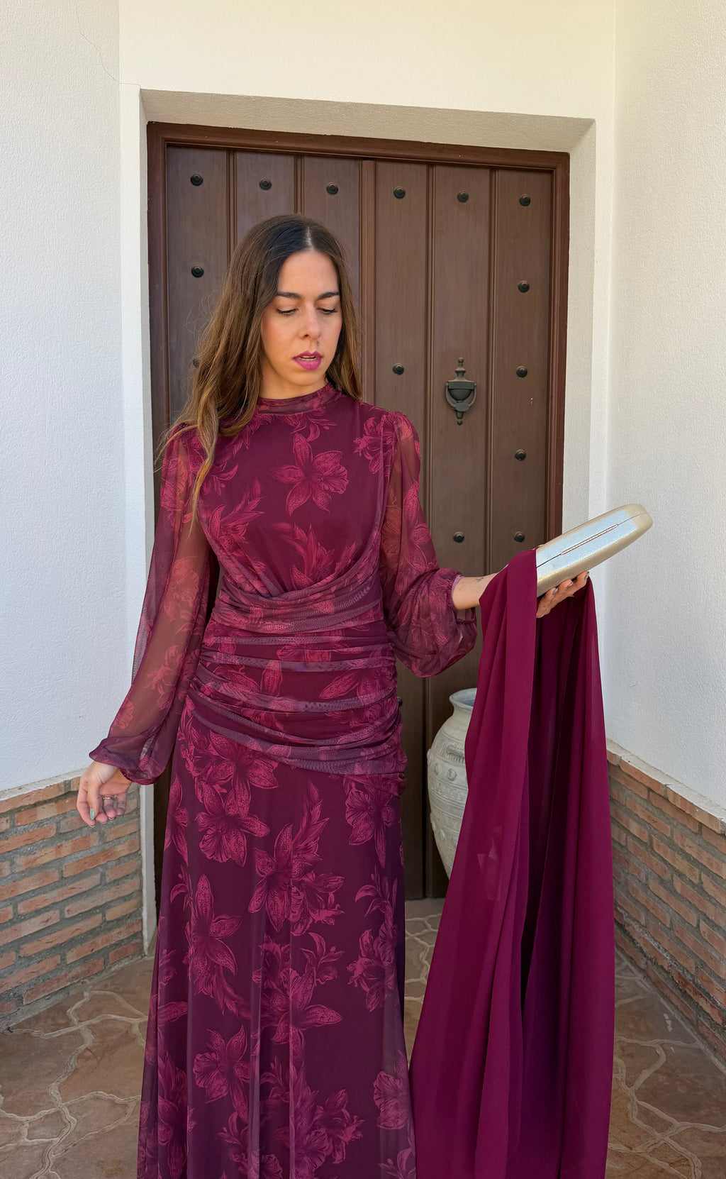 Vestido e Mar Burdeos