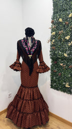 Vestido f carmela marron con lunares negro
