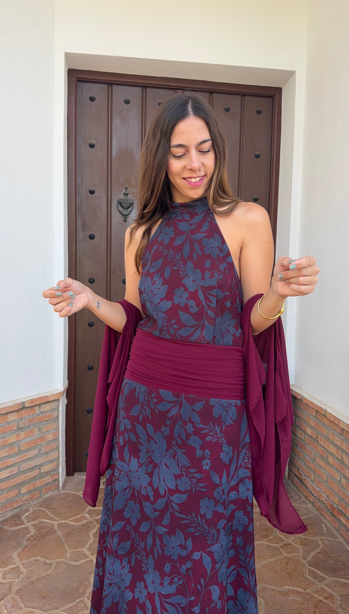 Vestido sirena burdeos