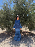 Vestido f carmela azul con lunares azules