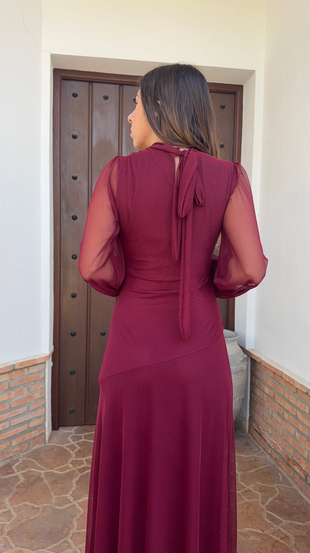 Vestido e Mar burdeos