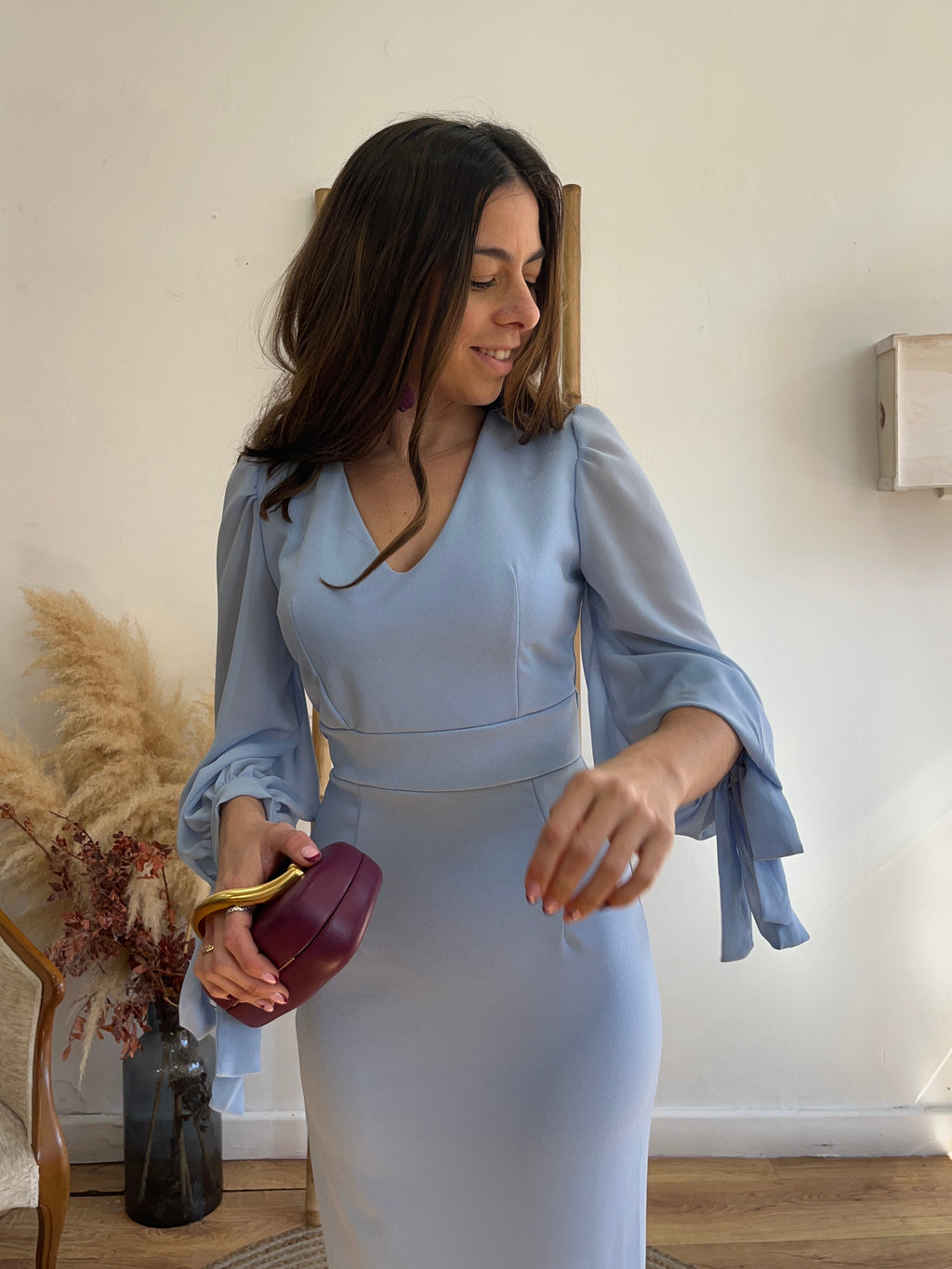 Vestido corto manga gasa