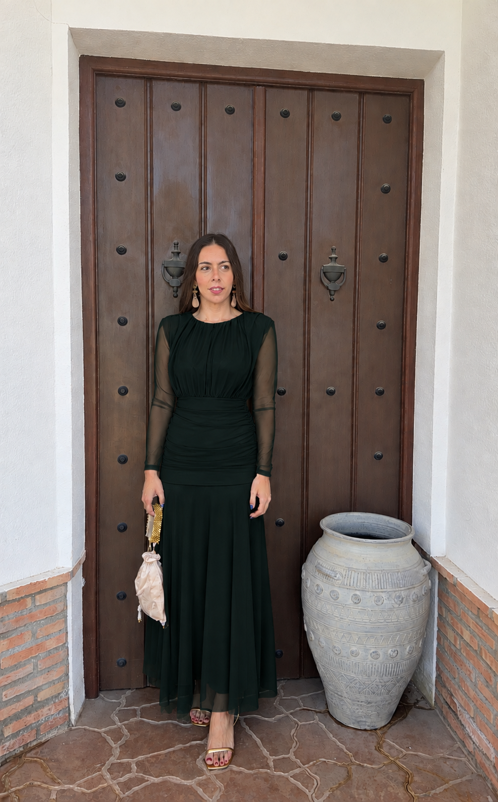 Vestido e ana verde oscuro