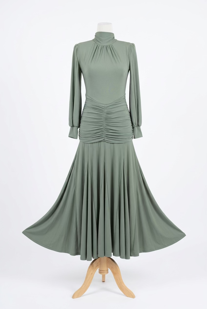 Vestido drapeado verde