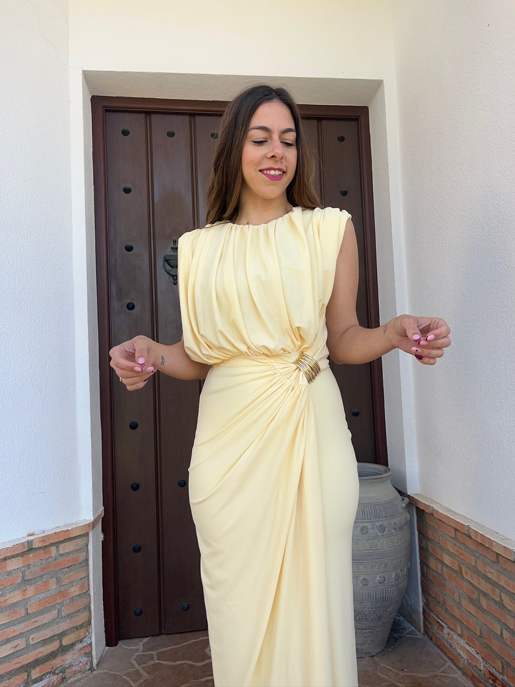 Vestido Francisca manga corta amarillo