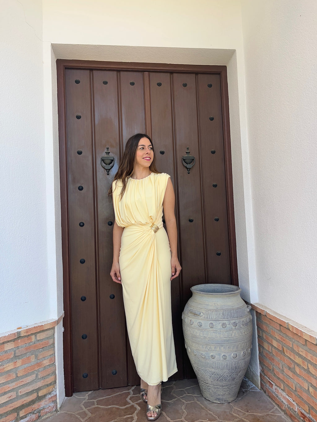 Vestido Francisca manga corta amarillo