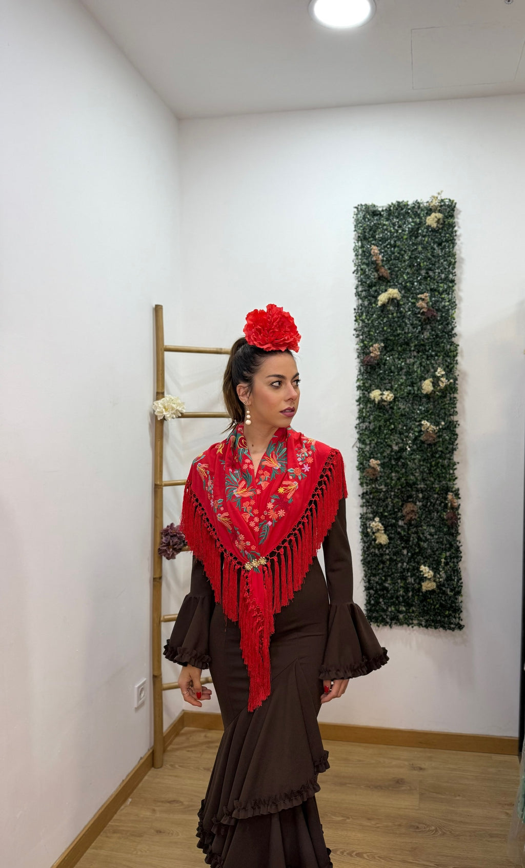 Vestido flamenca Cádiz marrón chocolate