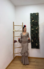Vestido fflamenca Cádiz taupé