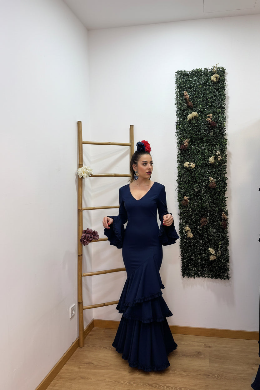 Vestido flamenca Cádiz azul marino