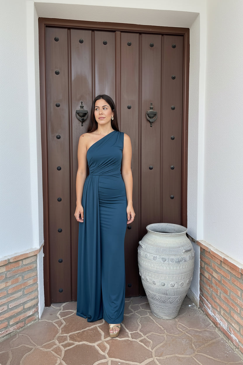 Vestido Elegancia Azul petroleo