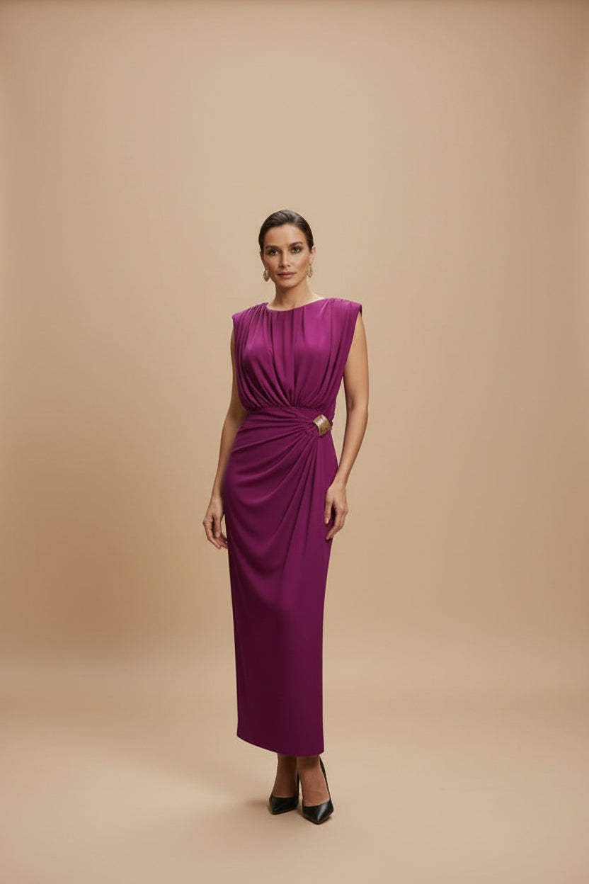 Vestido Francisca manga corta buganvilla