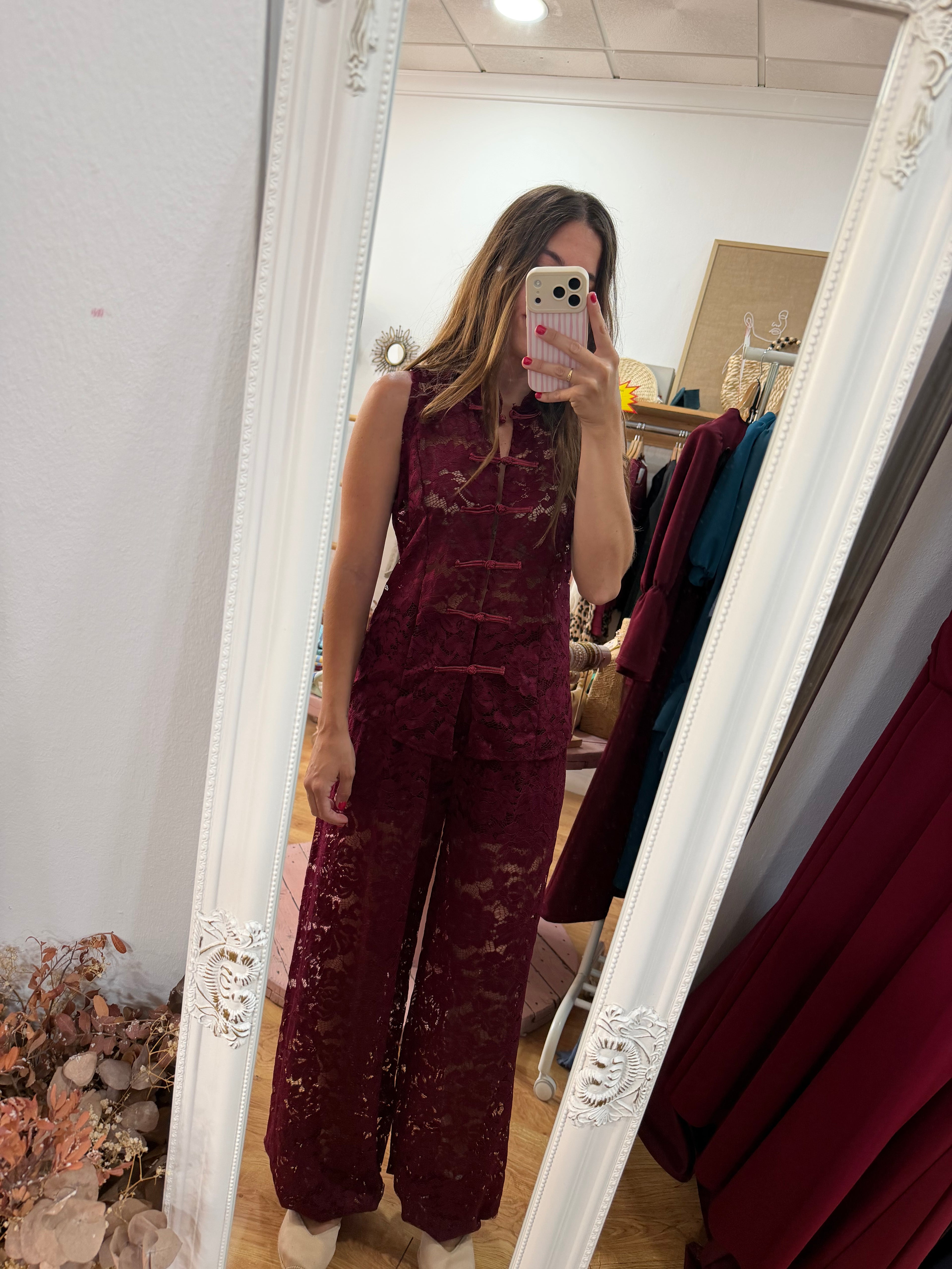 Conjunto Encaje Burdeos