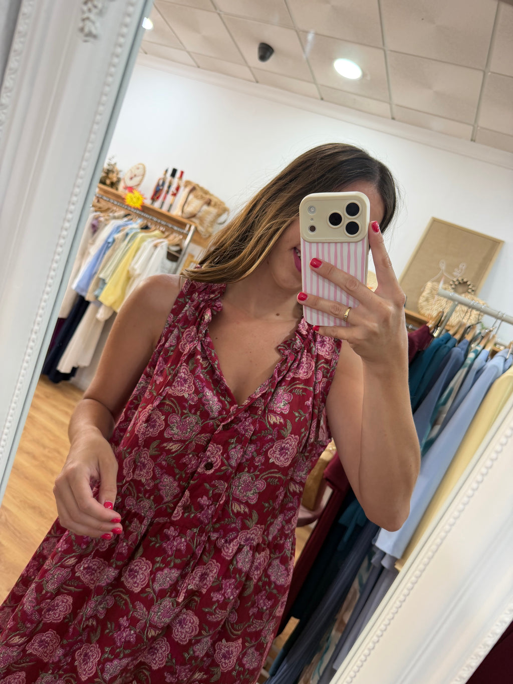 Vestido Estampado Burdeos