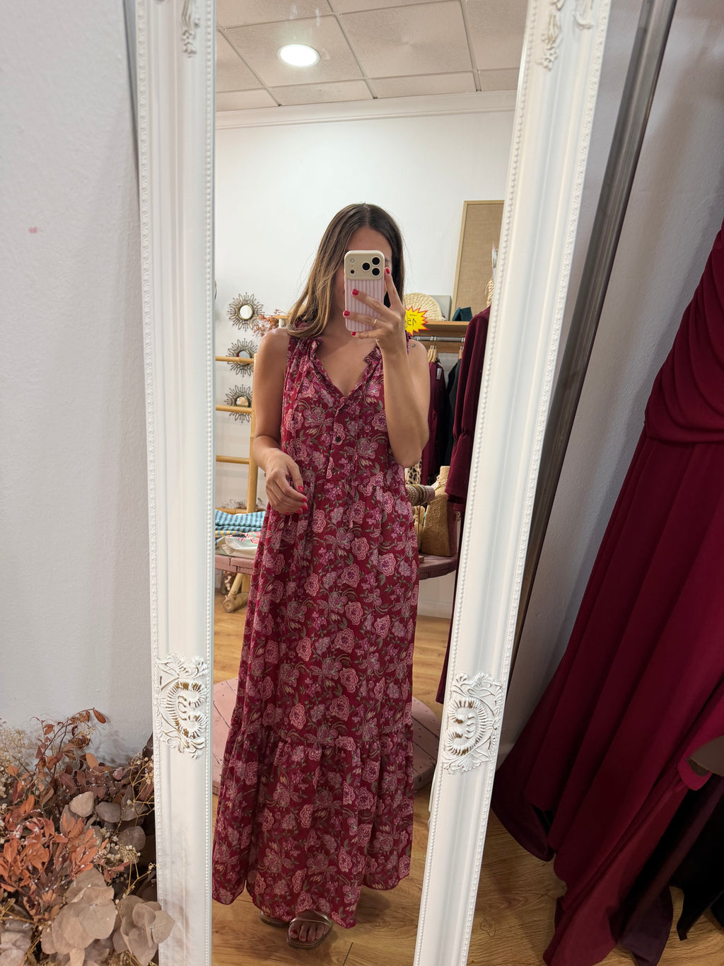 Vestido Estampado Burdeos