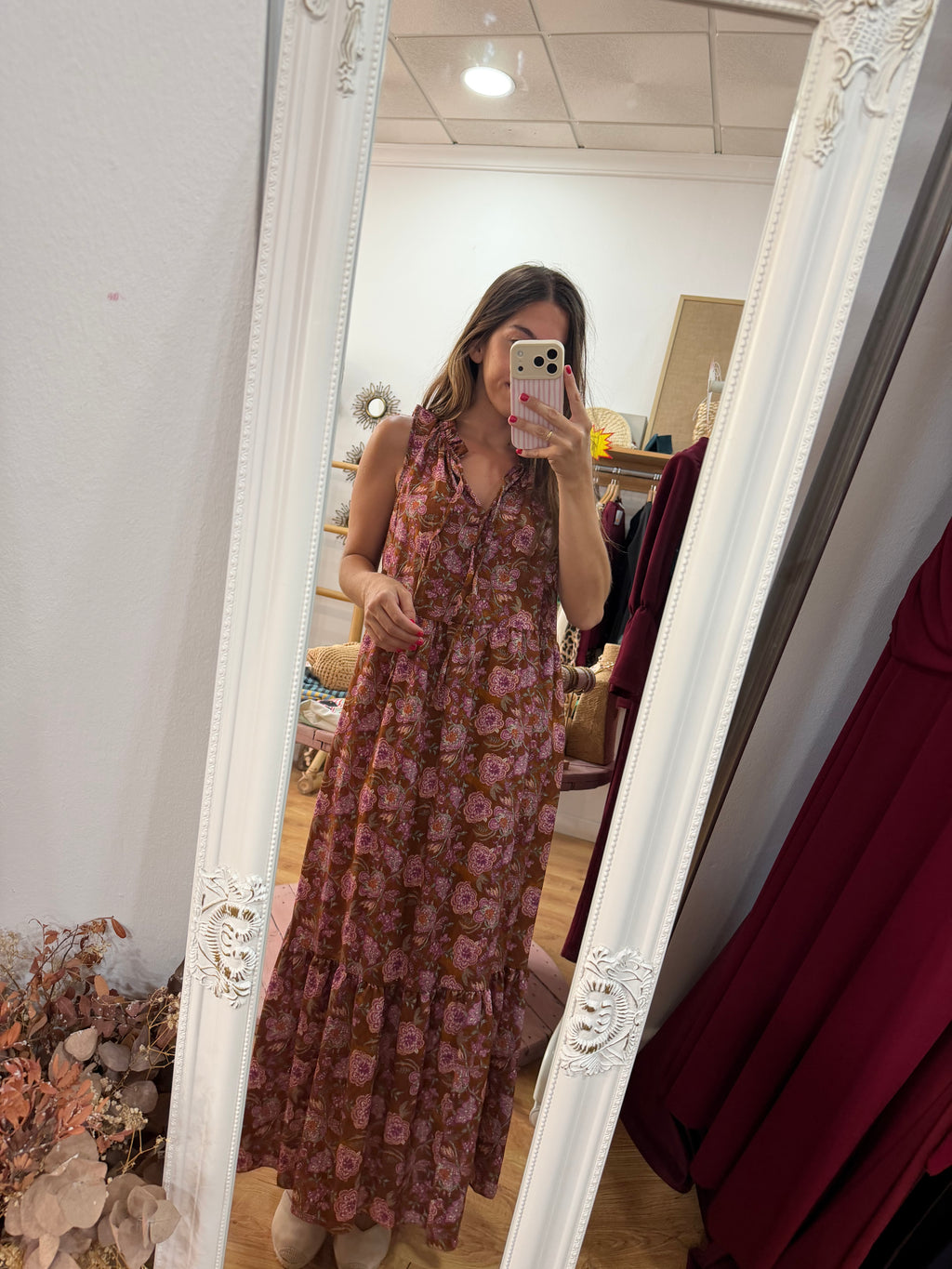 Vestido Estampado Marron