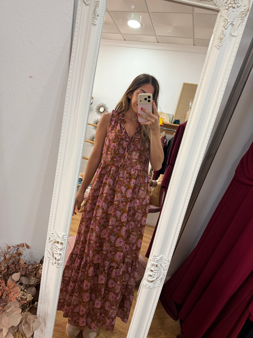 Vestido Estampado Marron