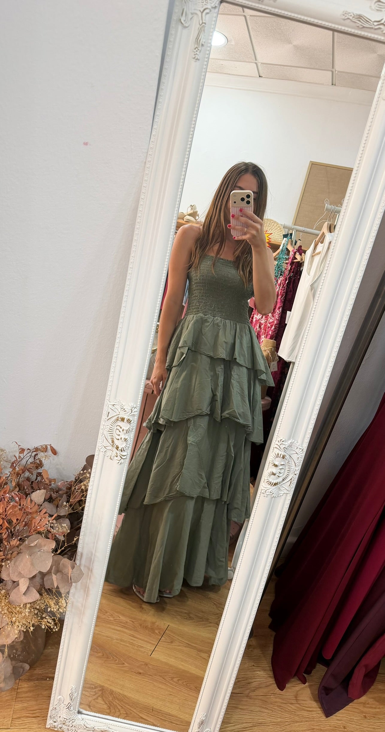 Vestido liso volantes