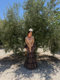 Vestido f carmela marron con lunares beige