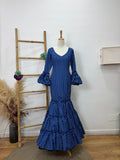 Vestido f carmela azul marino con lunares blancos