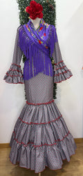 Vestido f carmela gris con lunares rojos