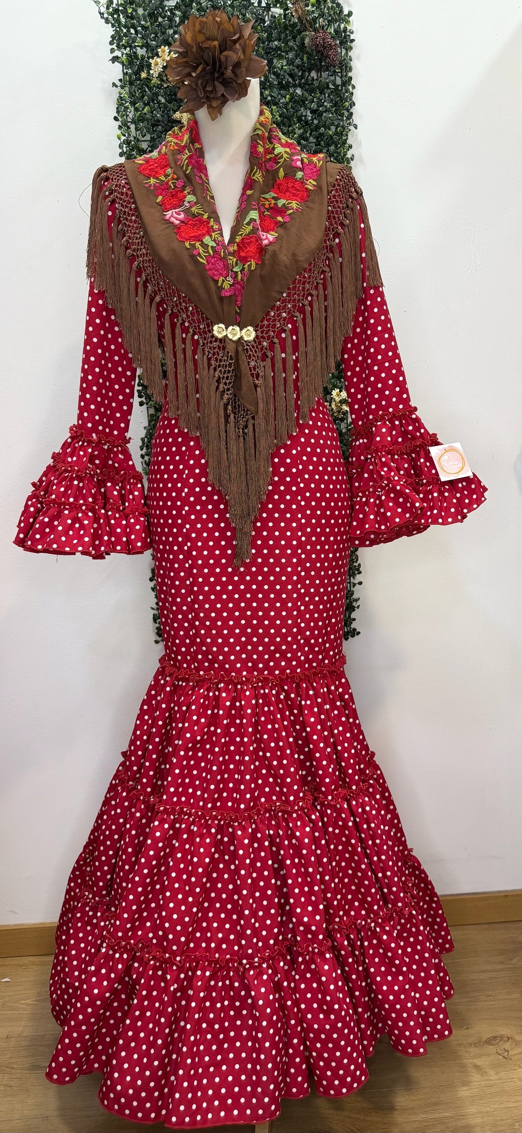 Vestido f carmela lunares rojo con blanco