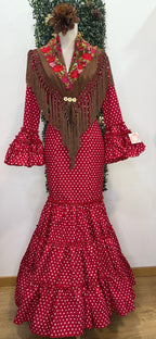 Vestido f carmela lunares rojo con blanco
