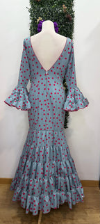 Vestido f Córdoba Azul lunares rosas