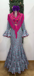 Vestido f Córdoba Azul lunares rosas