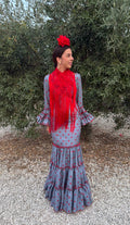 Vestido f carmela gris con lunares medianos