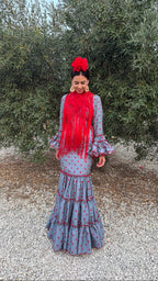 Vestido f carmela gris con lunares medianos