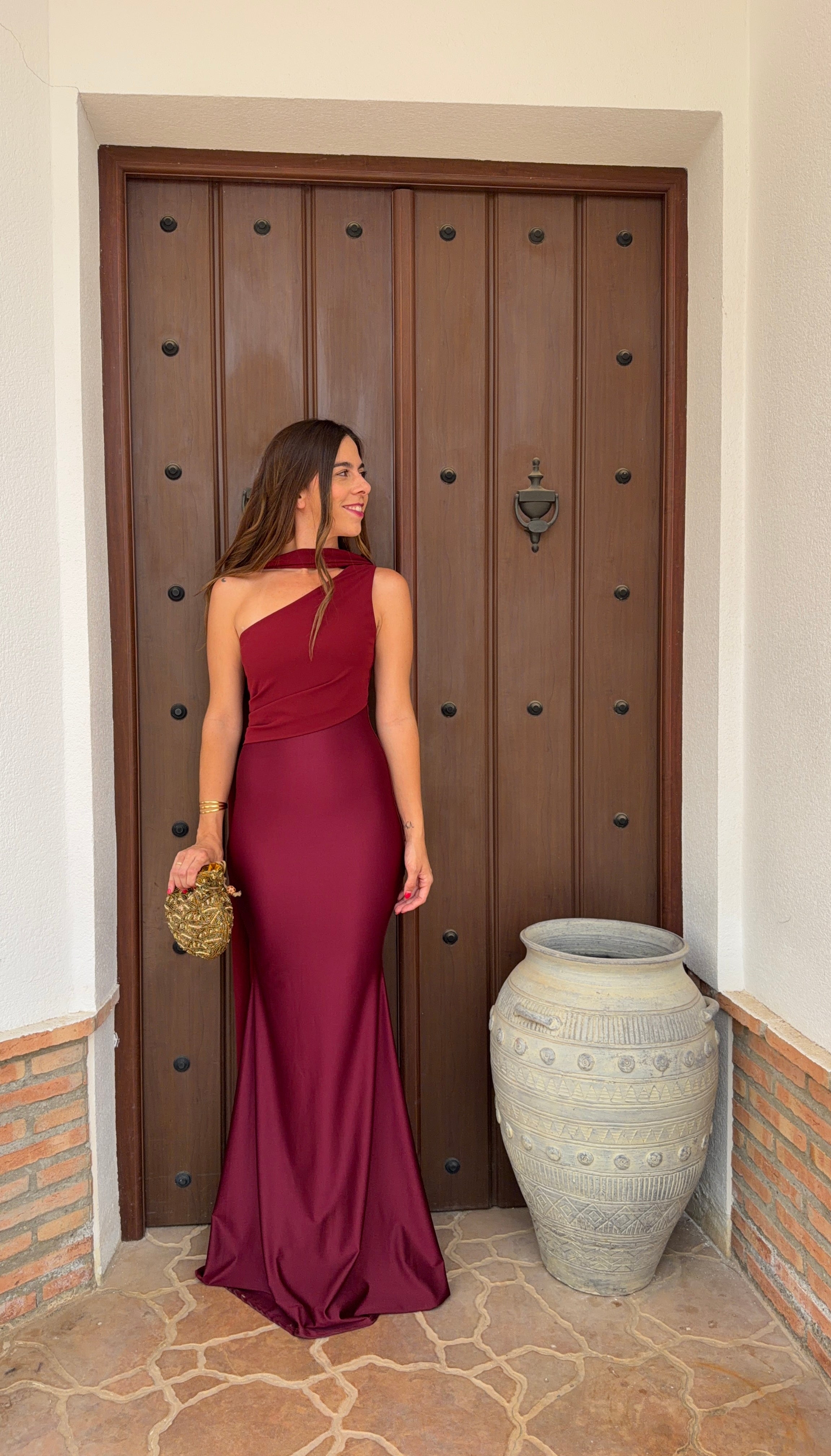 Vestido combinado gasa