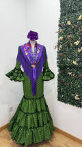 Vestido f carmela verde con lunares