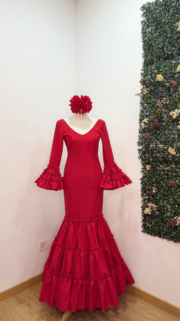 vestido f Carmela liso rojo